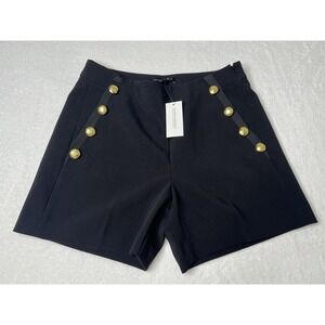 Banana Republic Gold Button Black Nautical Dressy Formal Sailor Zip Up Shorts 2R